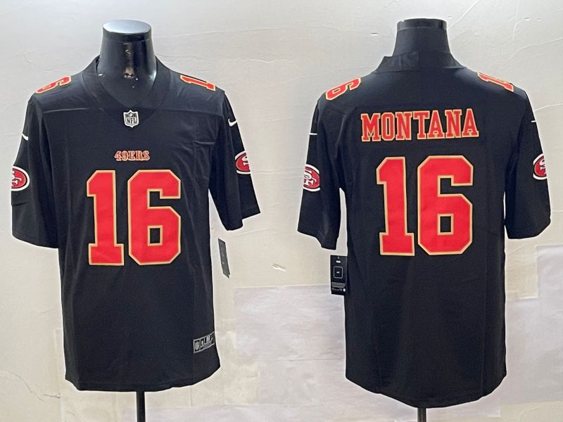 Men San Francisco 49ers #16 Montana Black Second generation 2024 Nike Limited NFL Jersey style 0108->san francisco 49ers->NFL Jersey